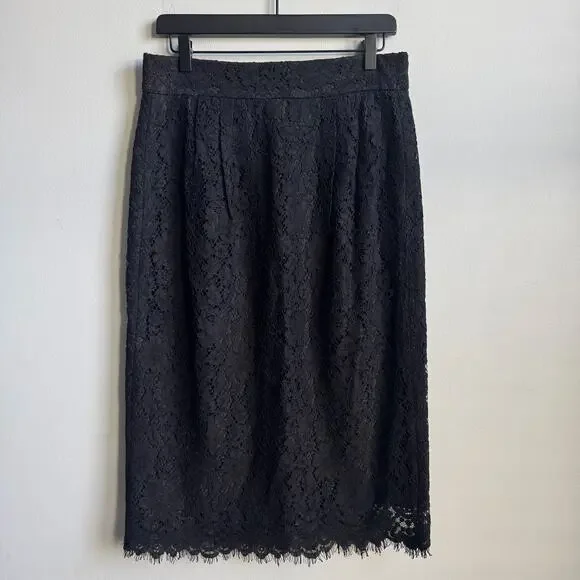 NEW J. Crew Pintuck Lace Pencil Skirt in Black Size 8T - Picture 2 of 9